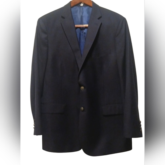 Hart Schaffner & Marx - Navy Blue Blazer, Mens 46R,  100% Wool, Single Breast - Picture 11 of 12